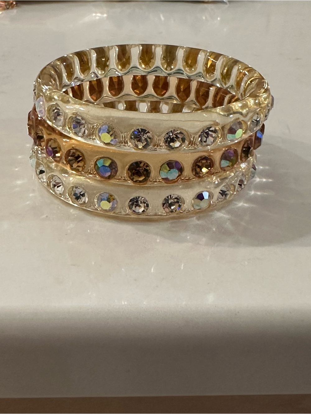Betsey Johnson Gold-Tone Crystal Stretch Bracelet Trio